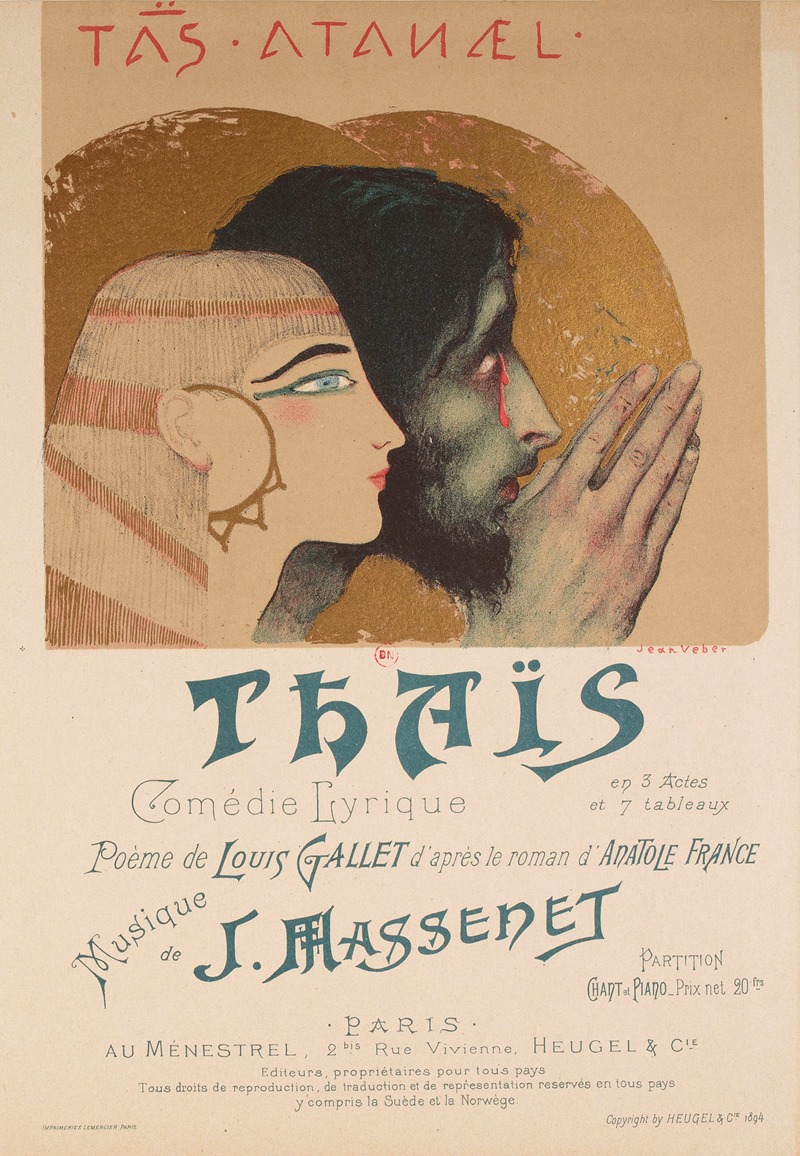 Jean Veber - Thaïs – couverture du livret de la comédie lyrique de Jules Massenet