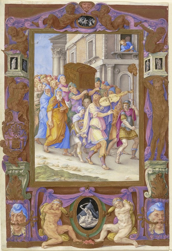 Giulio Clovio - King David Dancing before the Ark of the Covenant, in a Decorative Frame