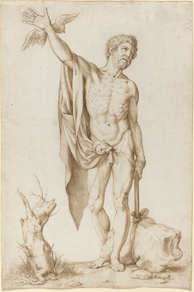 Cornelis Cort - Allegory of Poverty Hindering Wit