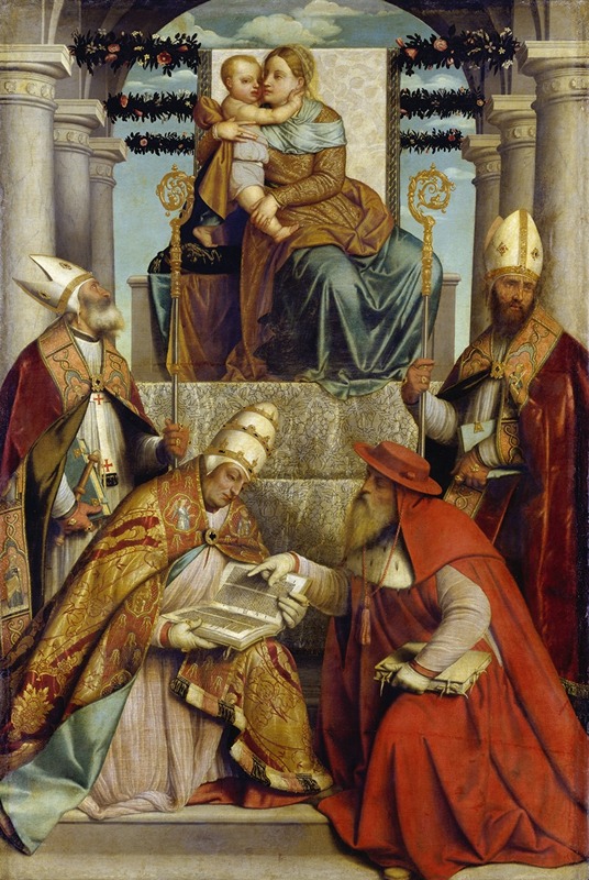 Moretto Da Brescia - Virgin and Child Enthroned with the Four Fathers of the Latin Church