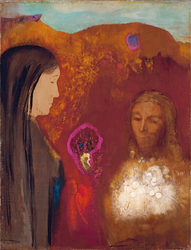 Odilon Redon - Christ and the Samaritan Woman (The White Flower Bouquet)