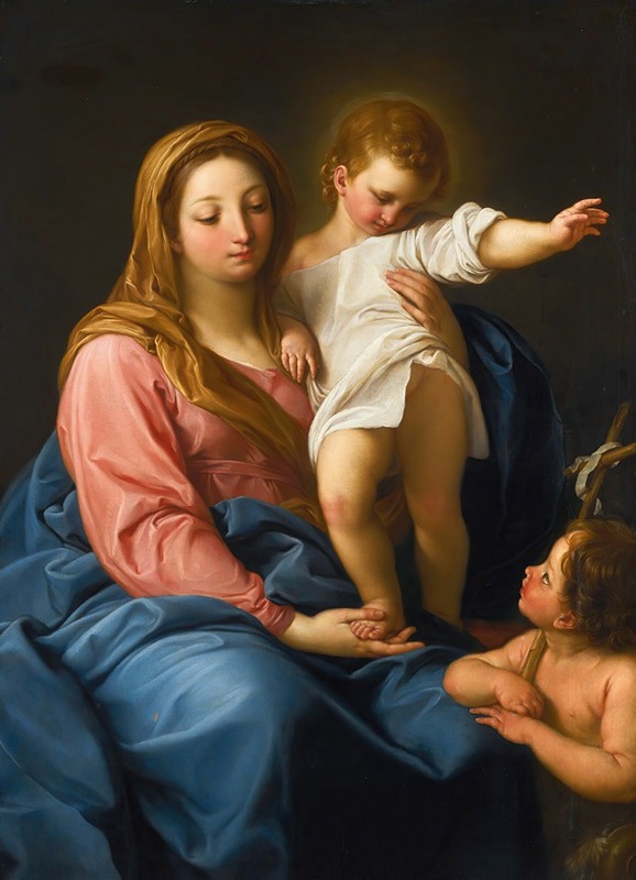 Pompeo Batoni - The Madonna And Child With The Infant Saint John The Baptist