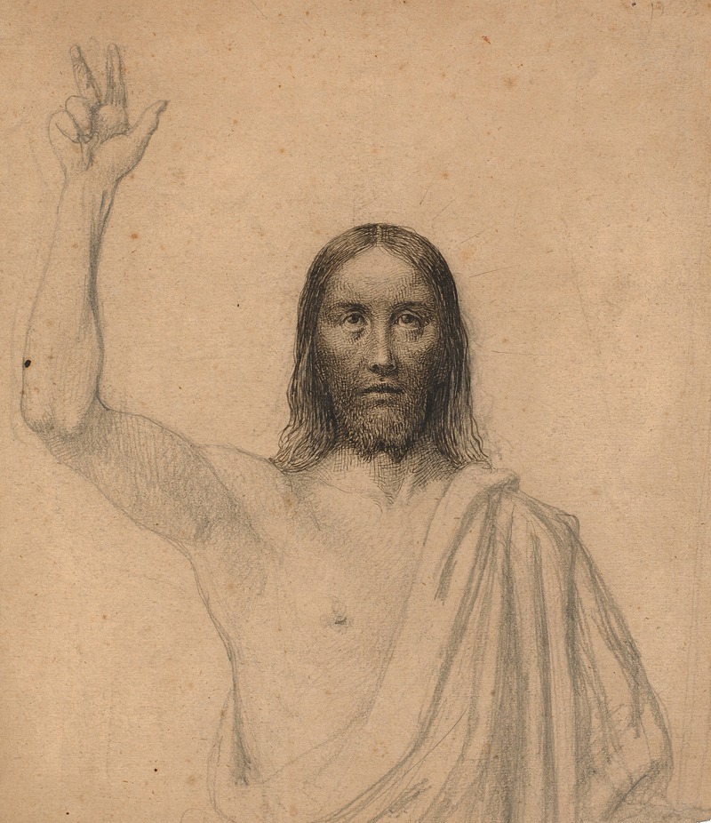 Wilhelm Marstrand - Velsignende Kristus. Halvfigur en face
