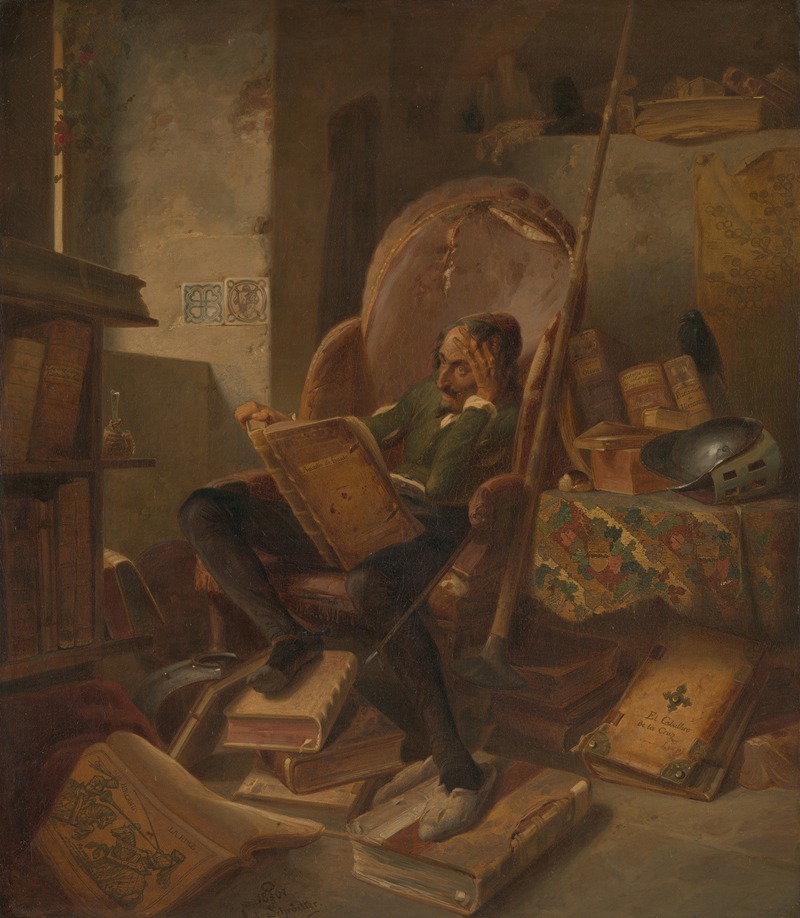 Adolf Schrödter   - Don Quixote in his study