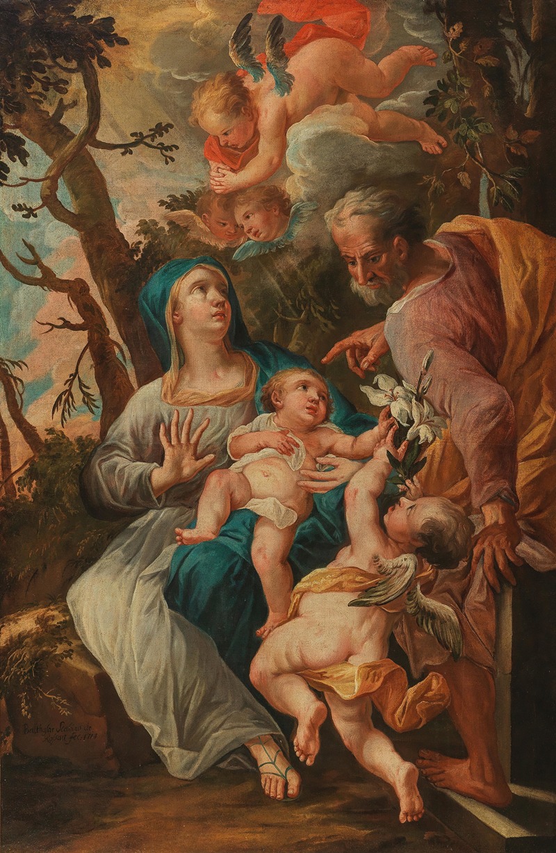 Balthasar Scabina de Rossa - The Holy Family with the Infant Saint John the Baptist and Angels