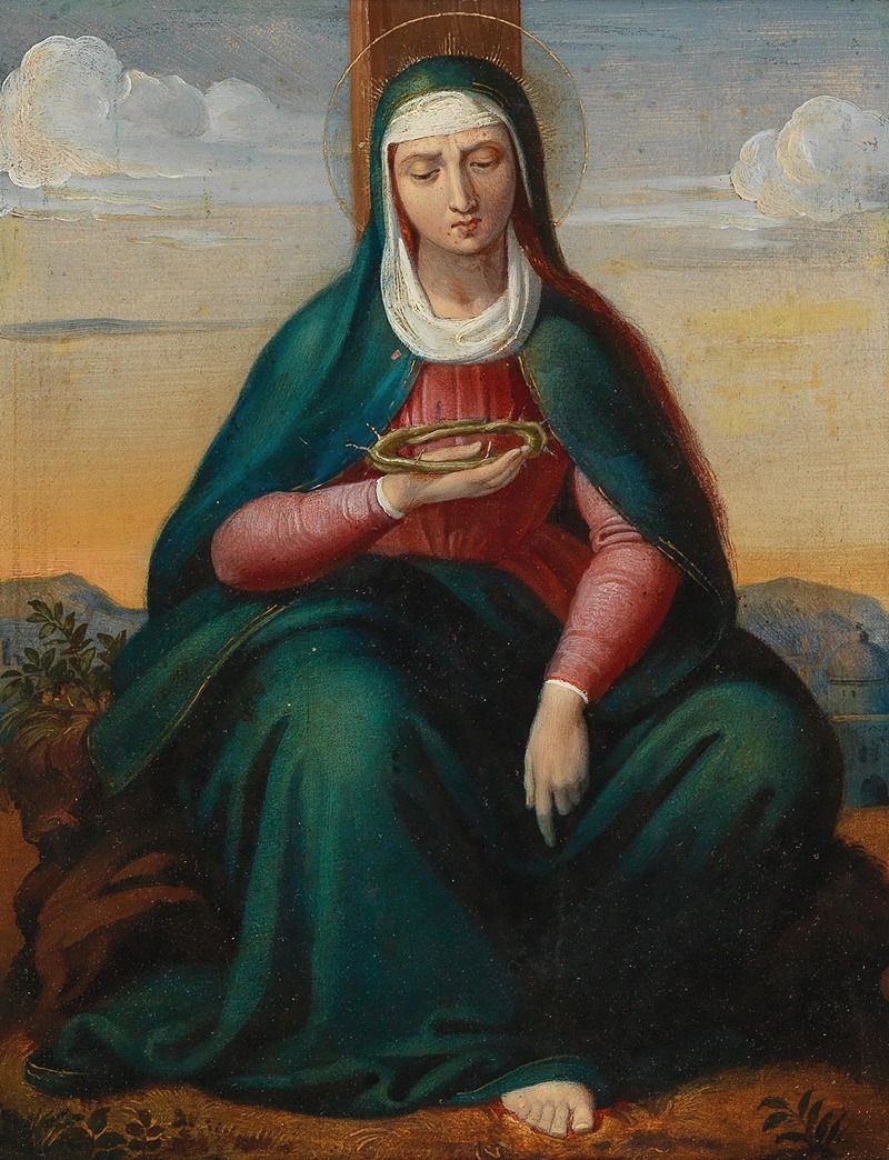 Circle of Leopold Kupelwieser - Mary with Crown of Thorns before a Landscape Background