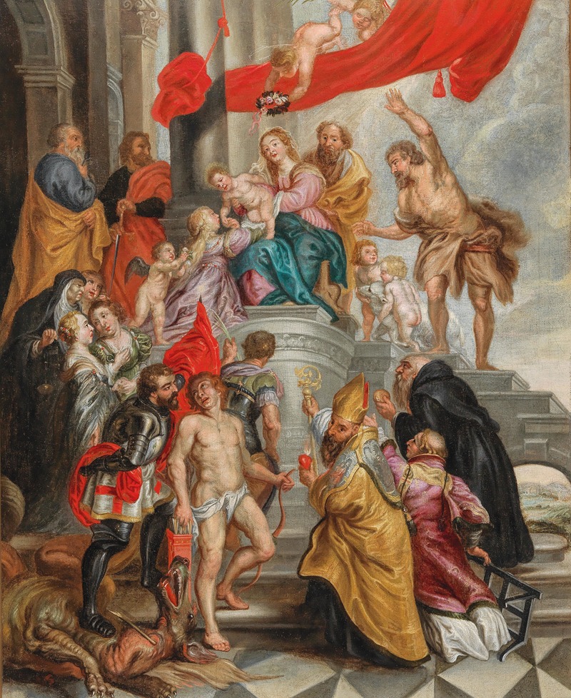 Follower of Peter Paul Rubens - The Virgin and Child adored by Saints