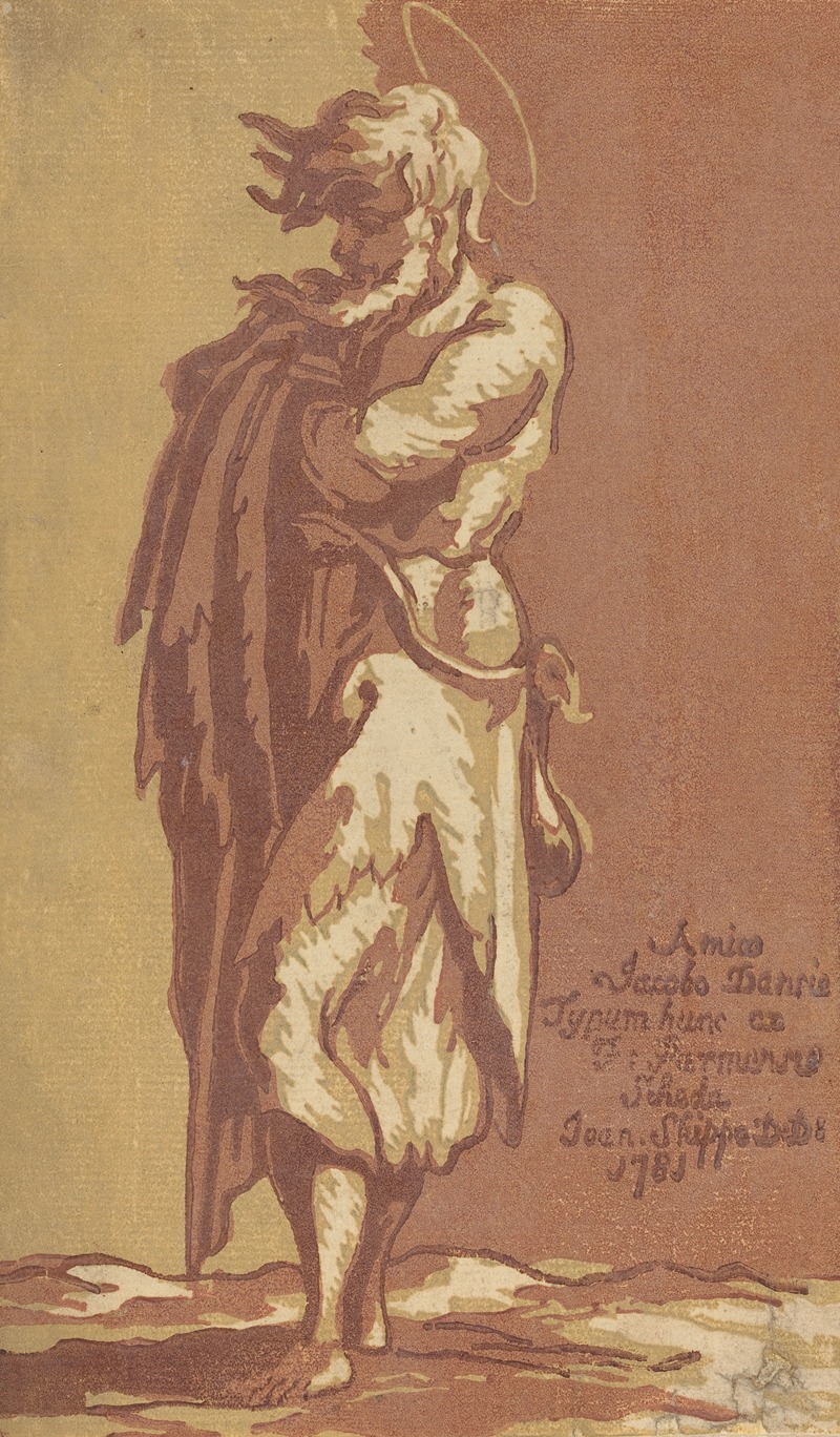 John Skippe - Male Saint Standing, with Folded Arms, Facing to the Left
