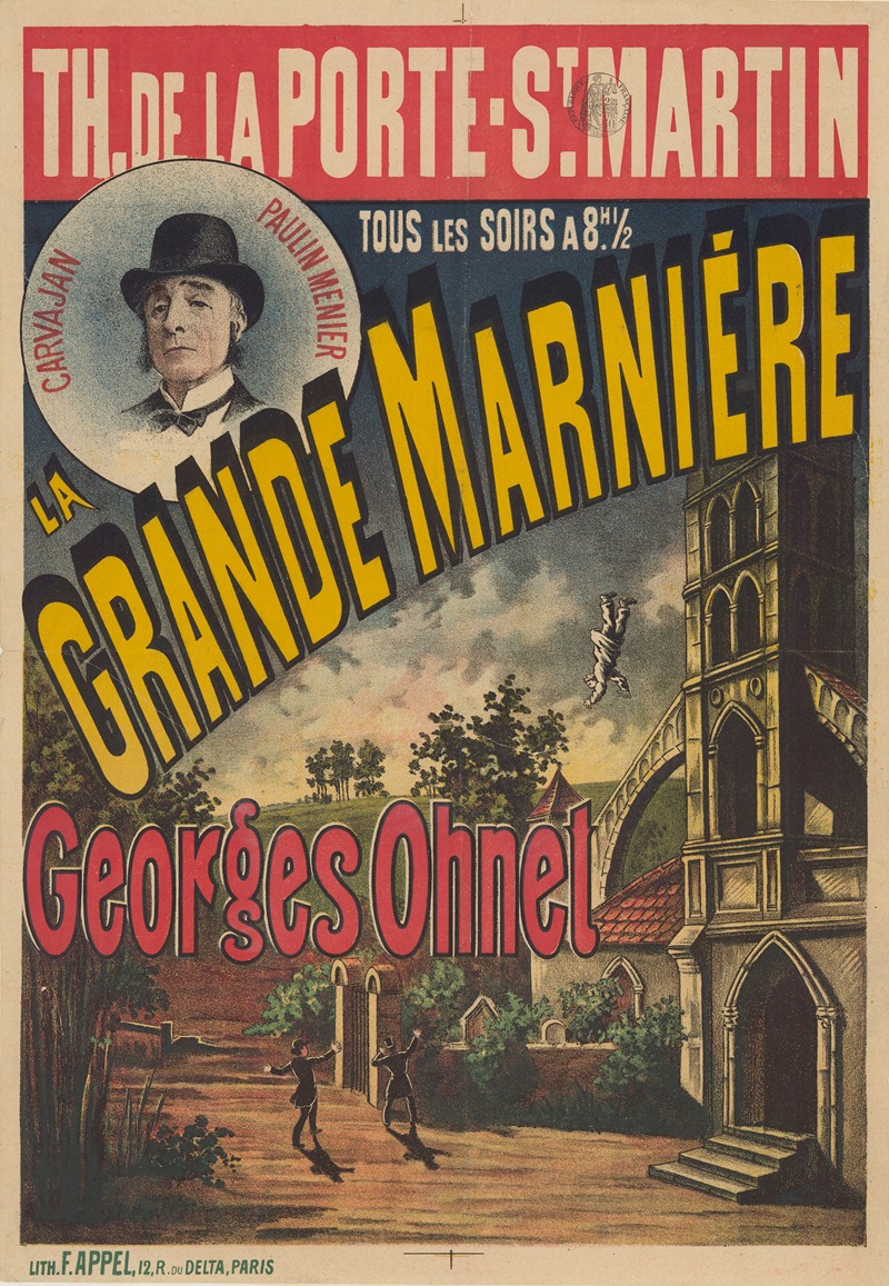 Lith. F. Appel - Théâtre de la Porte St-Martin. La grande Marnière. Drame de Georges Ohnet