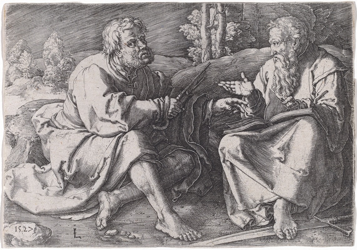 Lucas Van Leyden - Saints Peter and Paul Seated in a Landscape