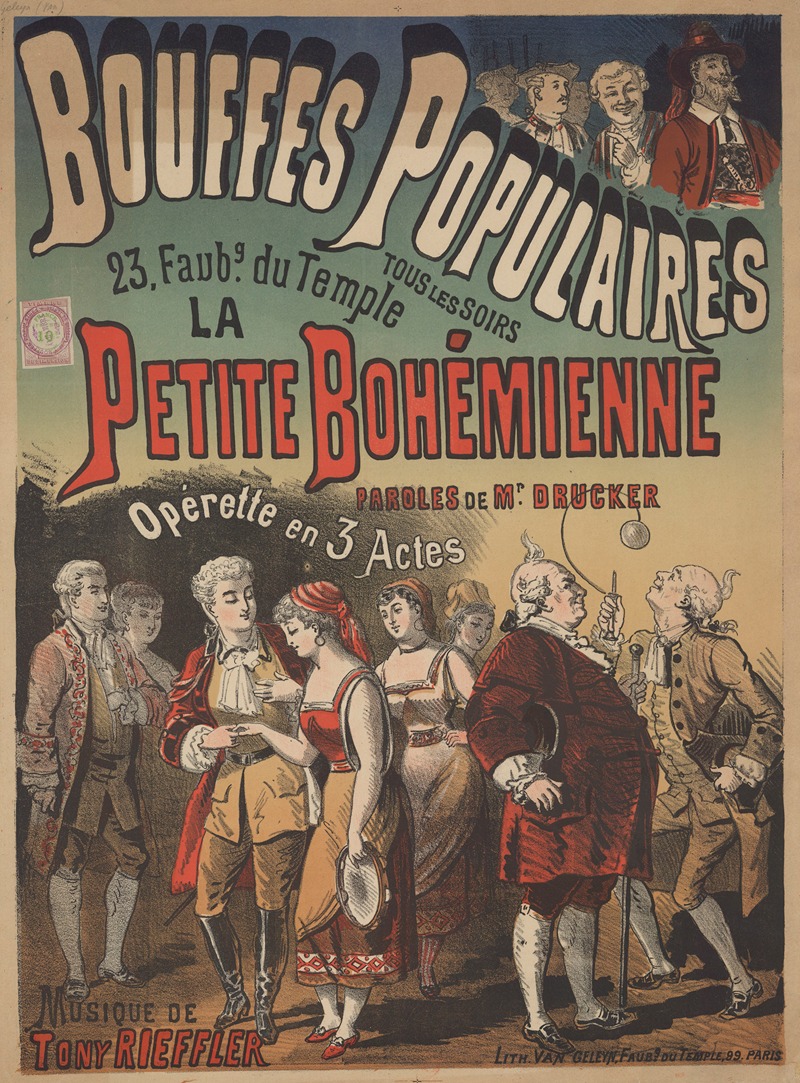 Lith. Van Geleyn - Bouffes-Populaires… La Petite bohémienne