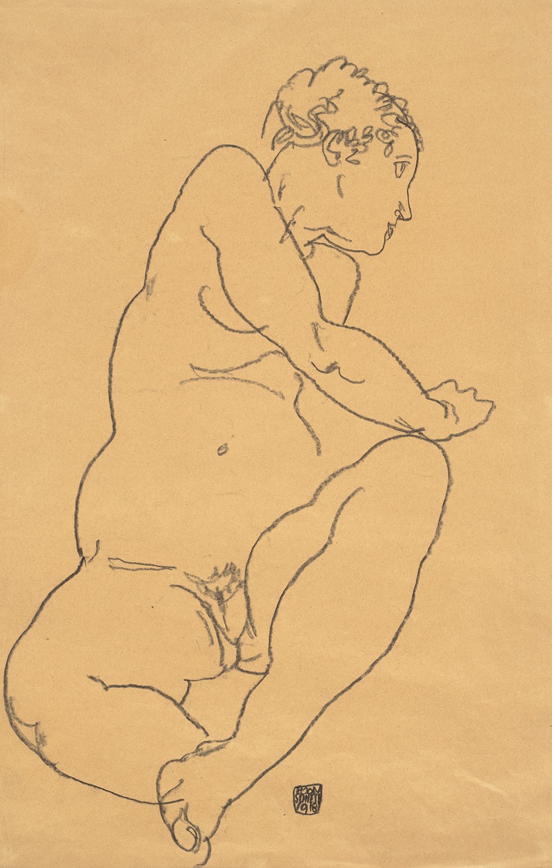 Egon Schiele - Female Nude Bending to the Left