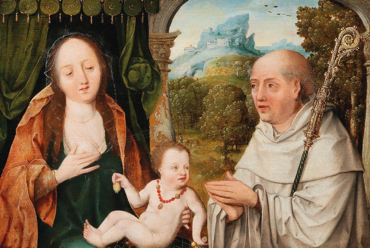 School of Bruges - Madonna and Child with Saint Bernard of Clairvaux