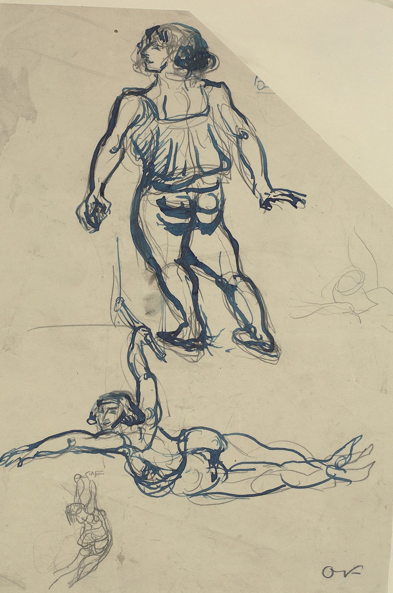 Emile Othon Friesz - Tre studier af en kvindelig akrobat, i trapez og gående.