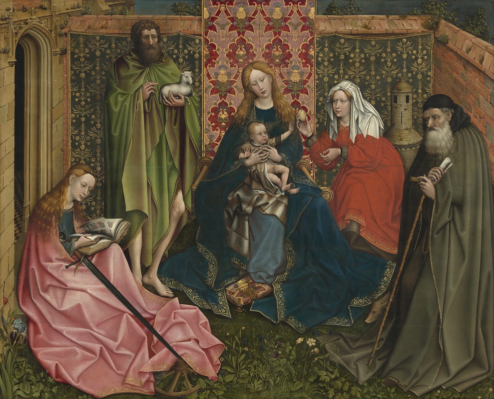 Follower of Robert Campin - Madonna and Child with Saints in the Enclosed Garden