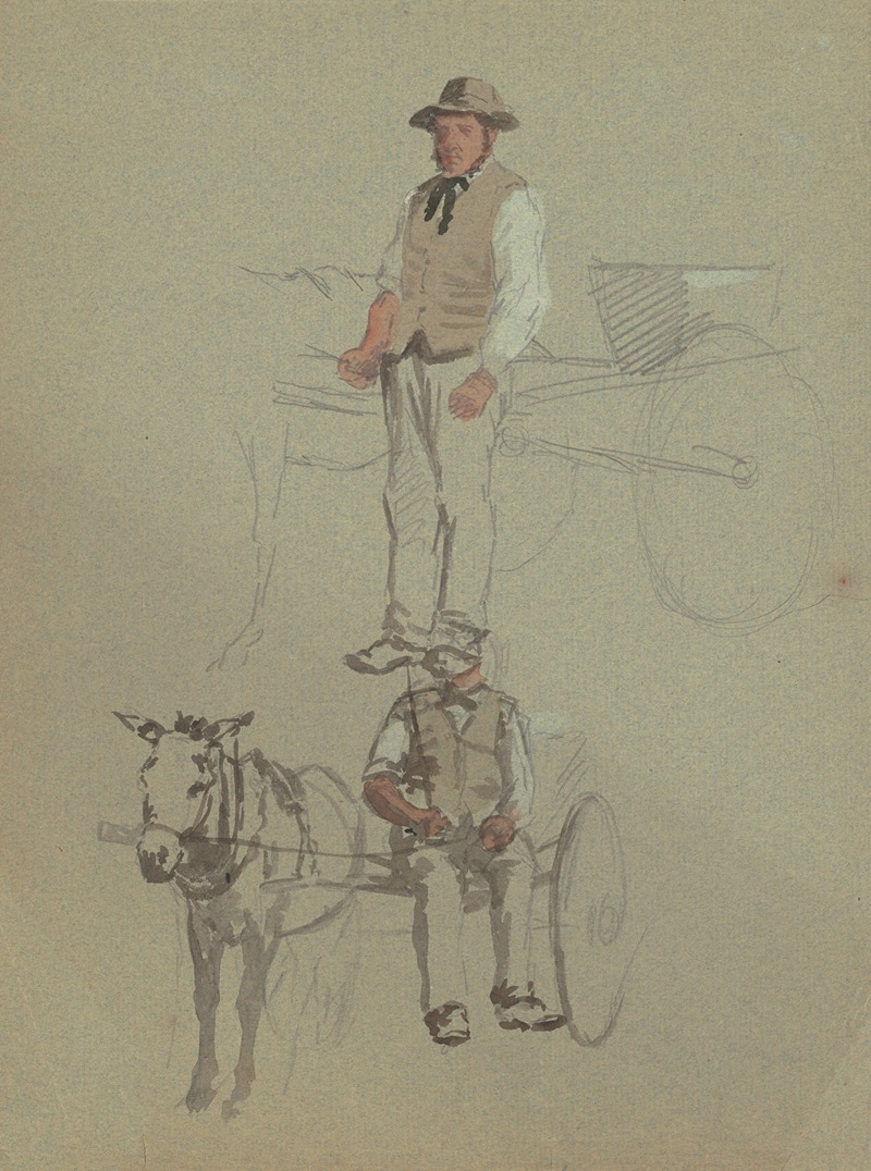 Enoch Wood Perry Jr. - Studies of a Man and Horse Cart