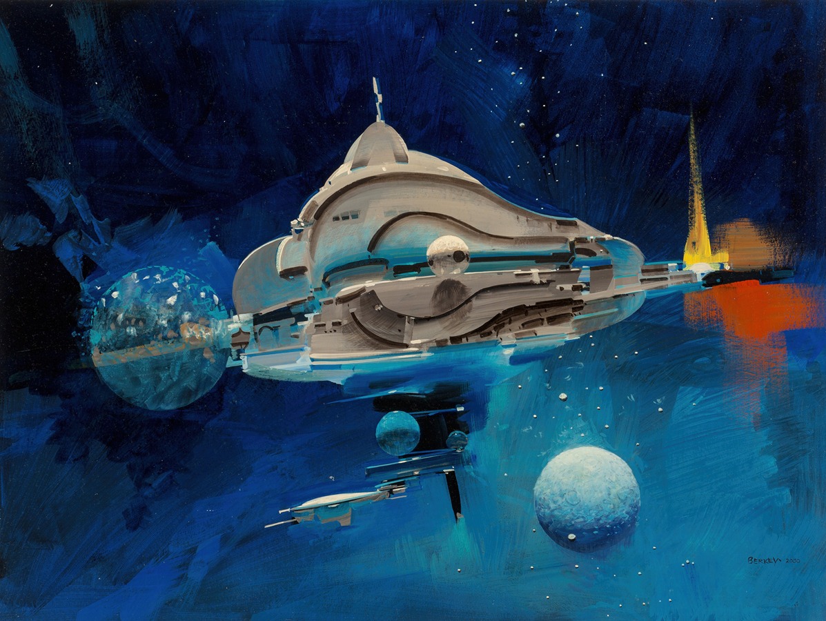 John Conrad Berkey - Spaceship Through the Blue study