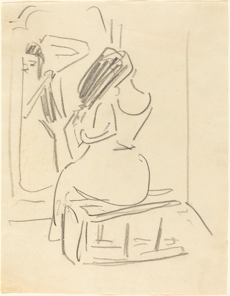 Ernst Ludwig Kirchner - A Woman Combing Her Hair in Front of a Mirror
