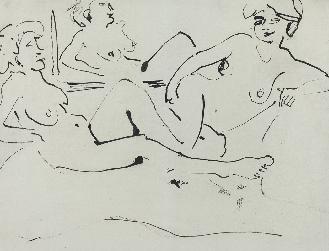 Ernst Ludwig Kirchner - Dodo and an Older Woman Reclining before a Mirror
