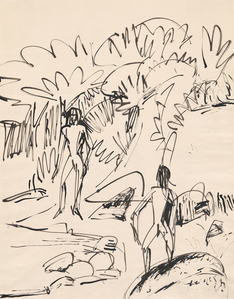 Ernst Ludwig Kirchner - Two Bathers at Fehmarnküste