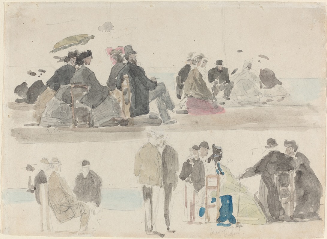 Eugène Boudin - Ladies and Gentlemen on the Beach, in Two Registers