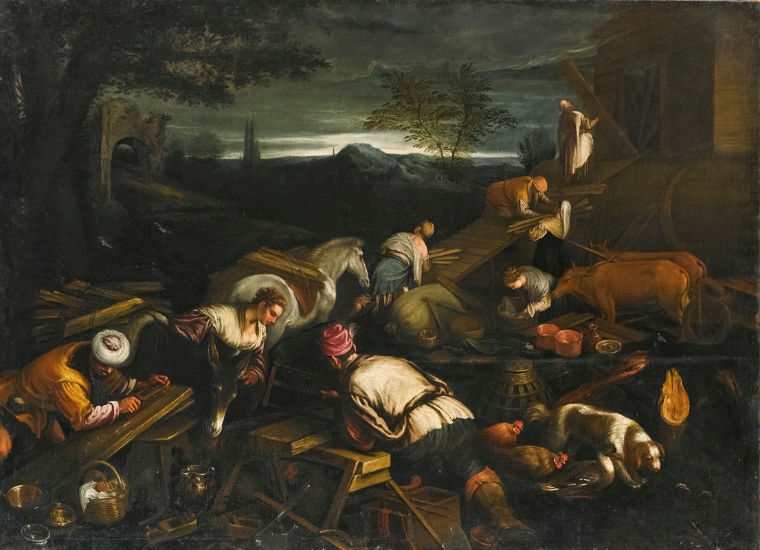 Follower of Jacopo da Ponte - Noah Leading The Animals Onto The Ark