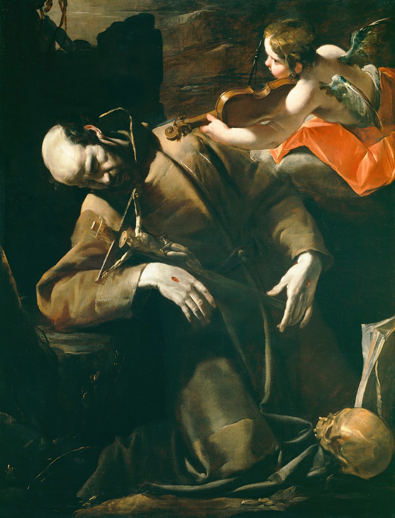 Gioacchino Assereto - St. Francis Of Assisi In Ecstasy Before A Cherub With A Violin