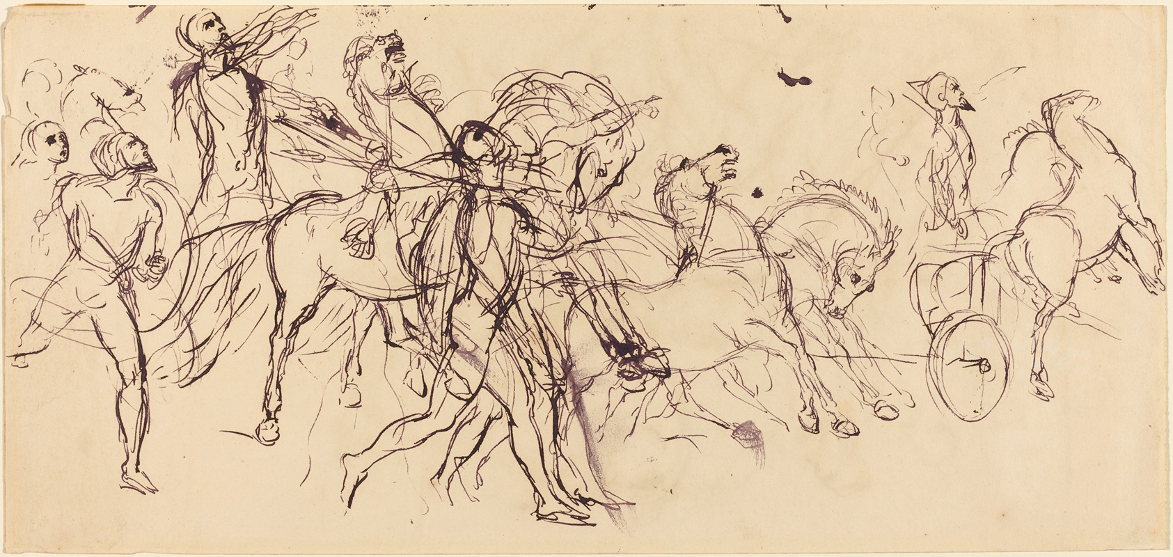 Eugène Delacroix - Charioteers (recto and verso)