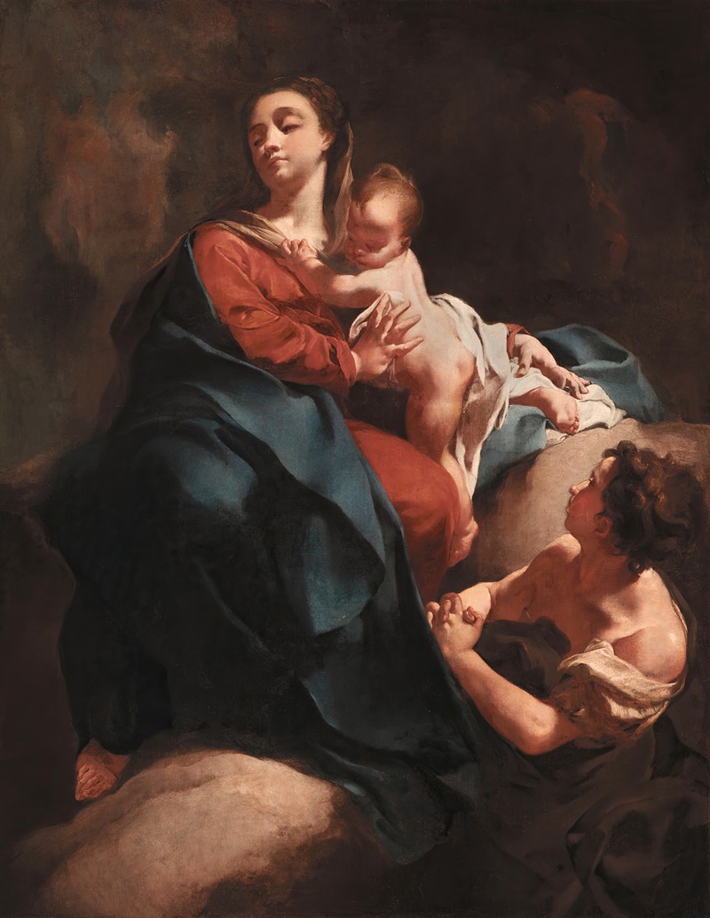 Giovanni Battista Piazzetta - Madonna And Child With An Adoring Figure