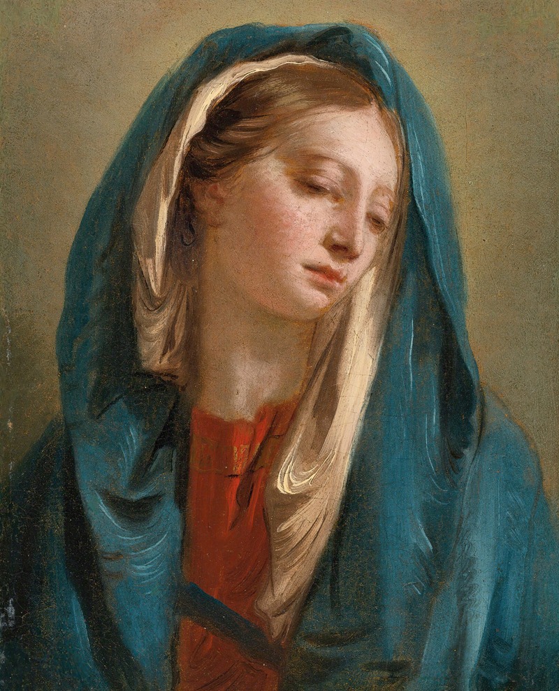 Giovanni Battista Tiepolo - The Madonna Facing Front And Wearing A Blue Cloak