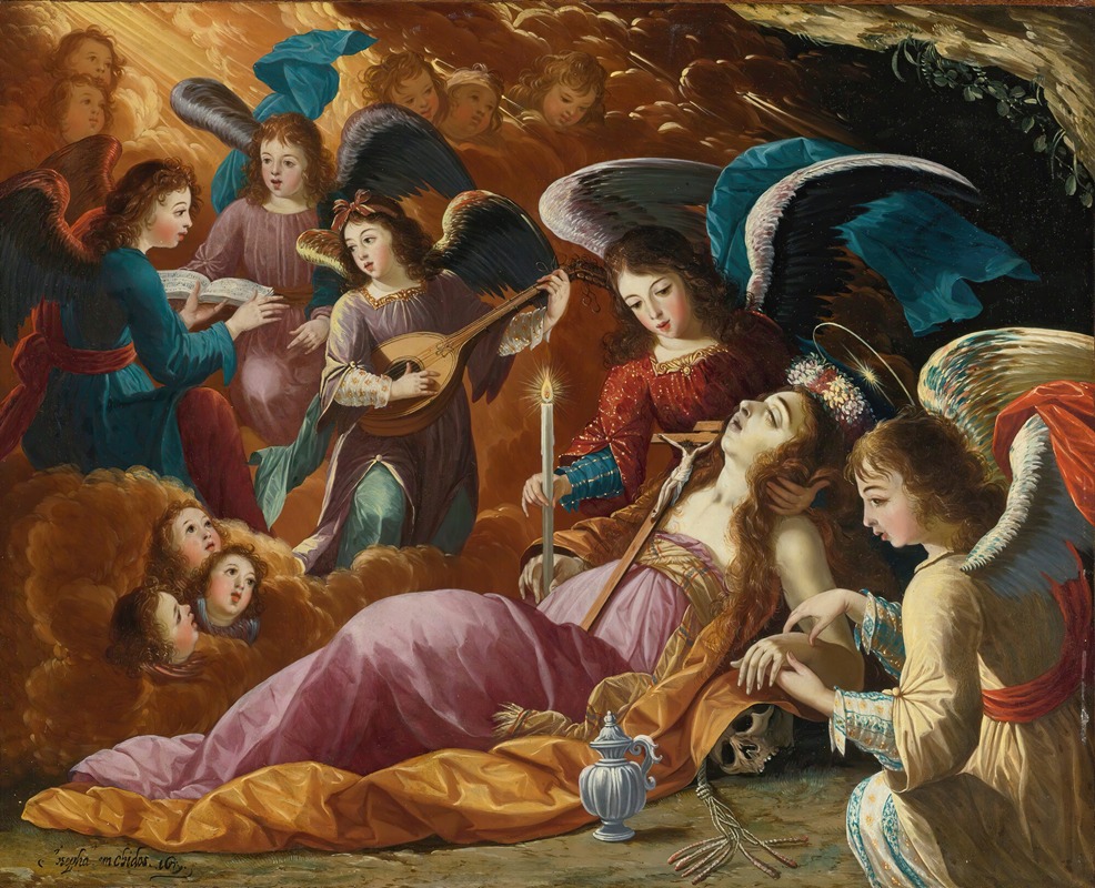 Josefa de Ayala e Cabrera - The Penitent Magdalene Comforted By Angels