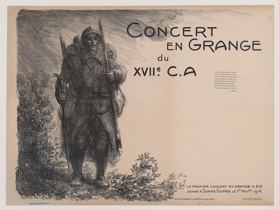 Théophile Alexandre Steinlen - Concert en Grange du XVIIe C.A. … Le premier concert en Grange a été donné à Somme-Suippes le 1er novembre 1914
