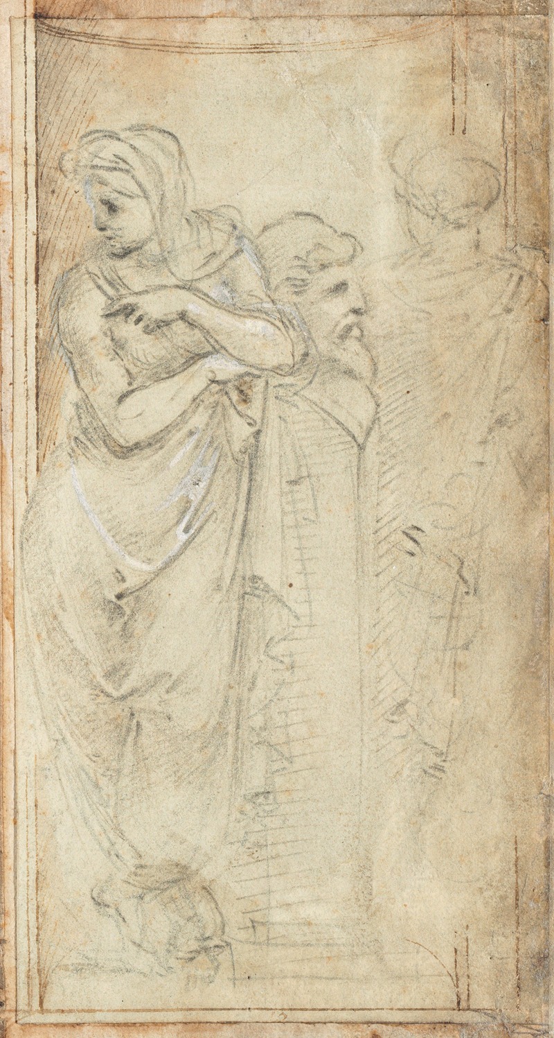 Filippino Lippi - Two Draped Women Standing on Either Side of a Herm