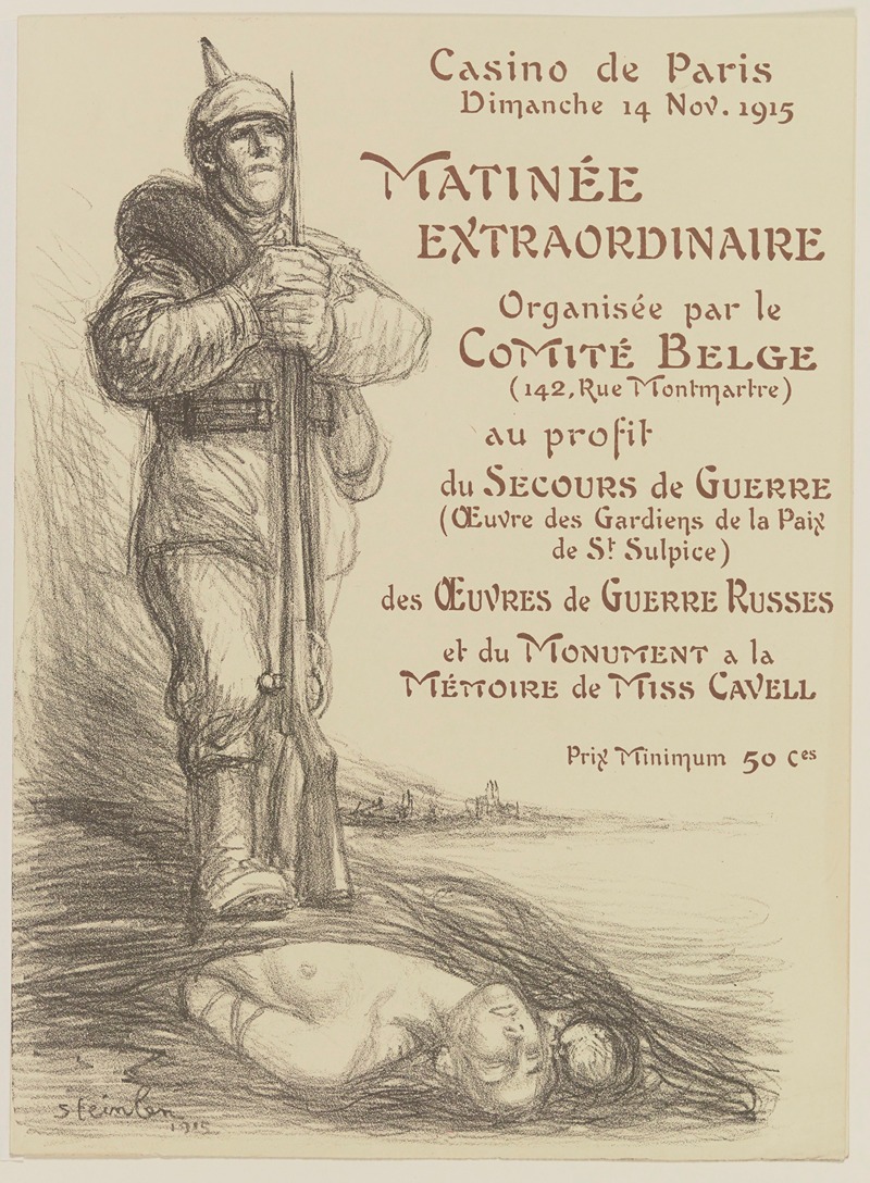 Théophile Alexandre Steinlen - Matinée extraordinaire organisée par le Comité belge