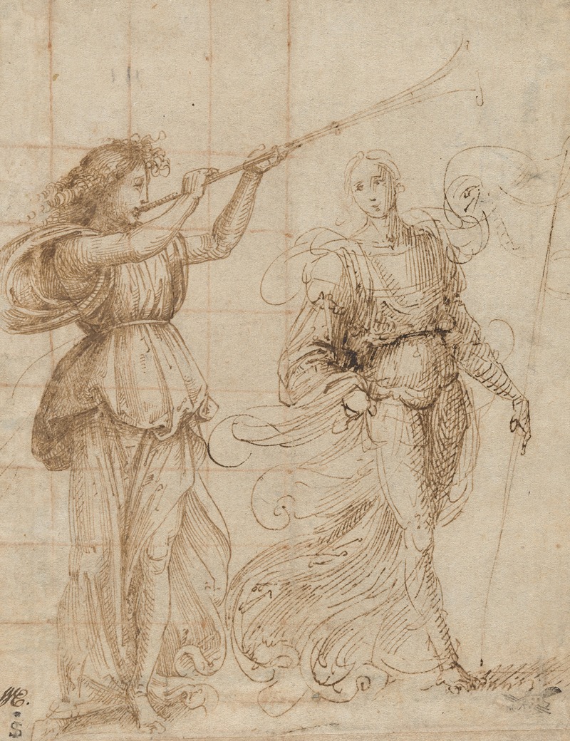 Fra Bartolomeo - One Angel Blowing a Trumpet, and Another Holding a Standard