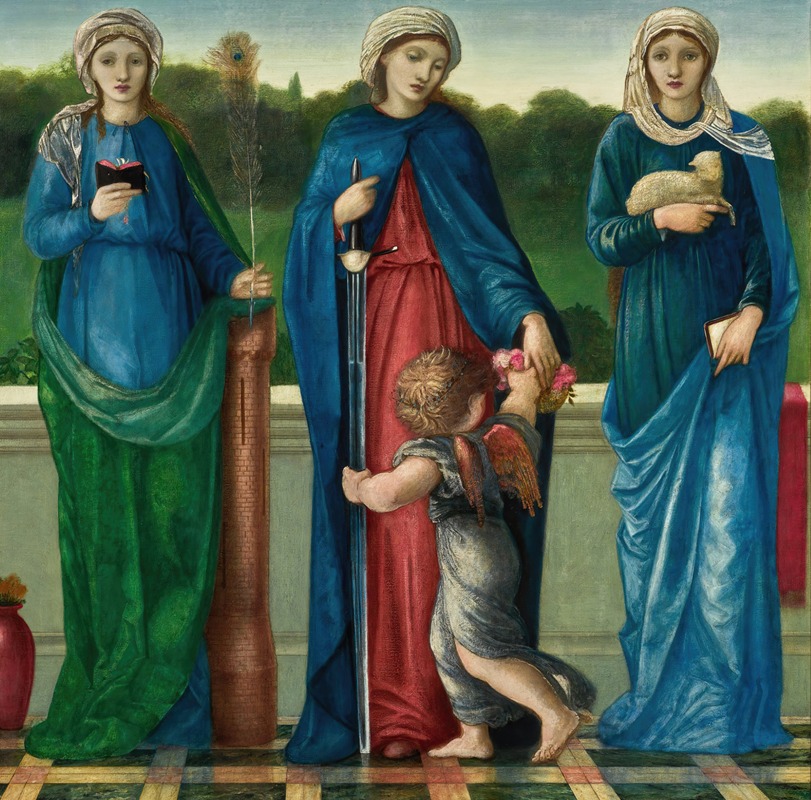 Sir Edward Coley Burne-Jones - St Barbara, St Dorothy And St Agnes