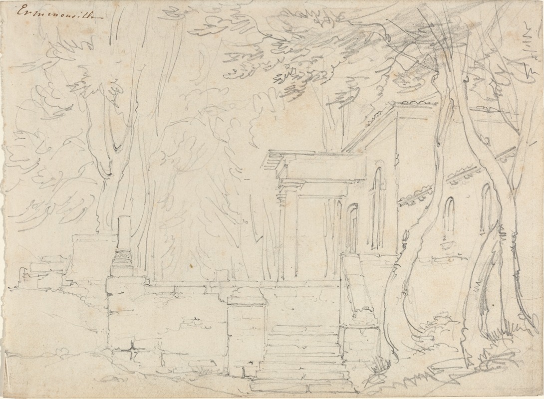 François Edouard Bertin - House with a Portico at Ermenonville