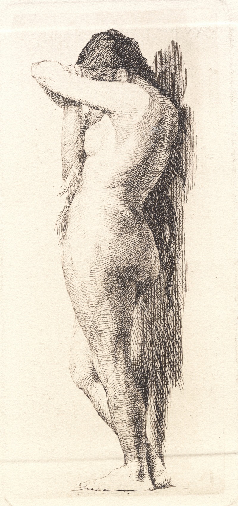 Frans Schwartz - Nøgen stående kvinde, skjulende ansigt