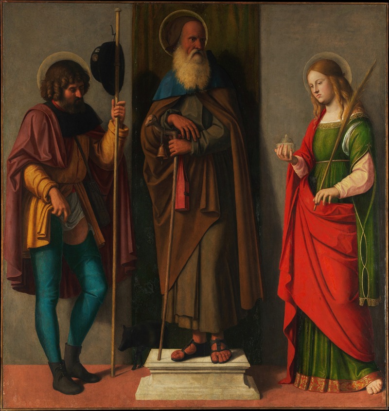 Giovanni Battista Cima da Conegliano - Three Saints; Roch, Anthony Abbot, and Lucy