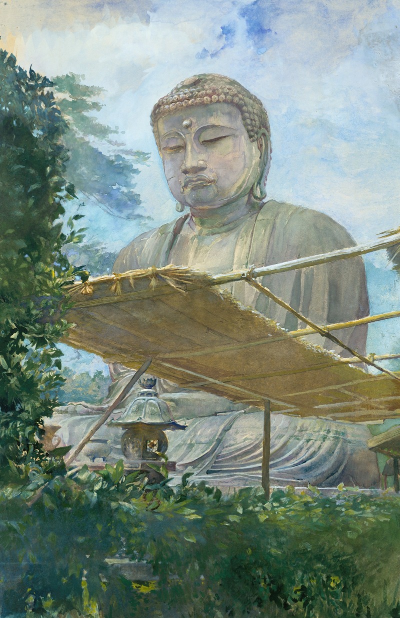 John La Farge - The Great Statue of Amida Buddha at Kamakura, Known as the Daibutsu, from the Priest’s Garden