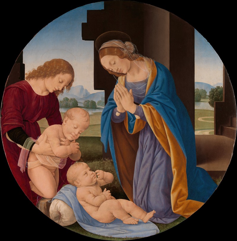 Lorenzo di Credi - Madonna Adoring the Child with the Infant Saint John the Baptist and an Angel