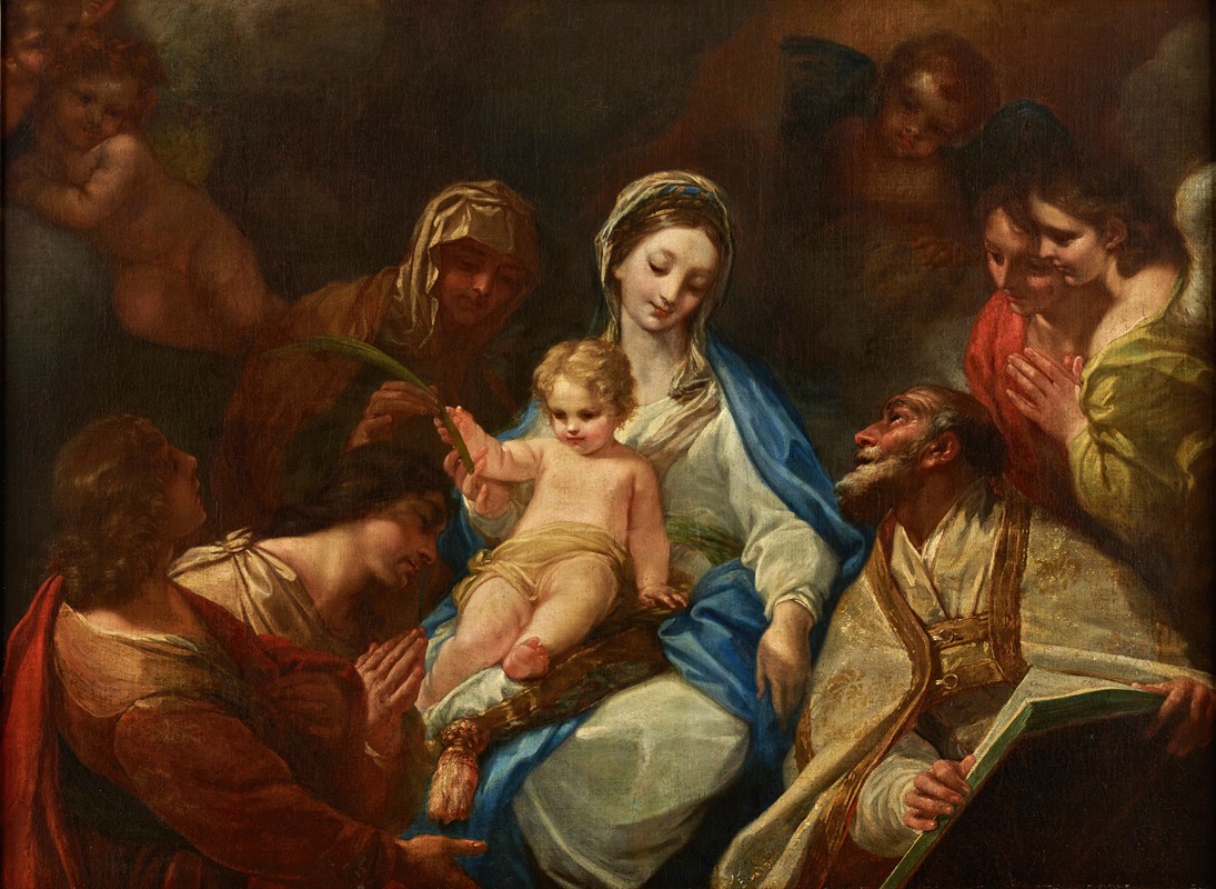 Anonymous - Madonna mit Kind, Heiligen und Engeln