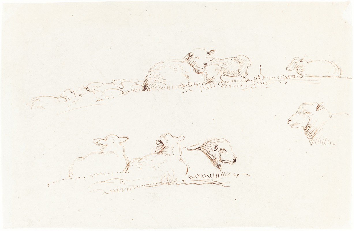 George Richmond - Studies of Sheep in Pasture
