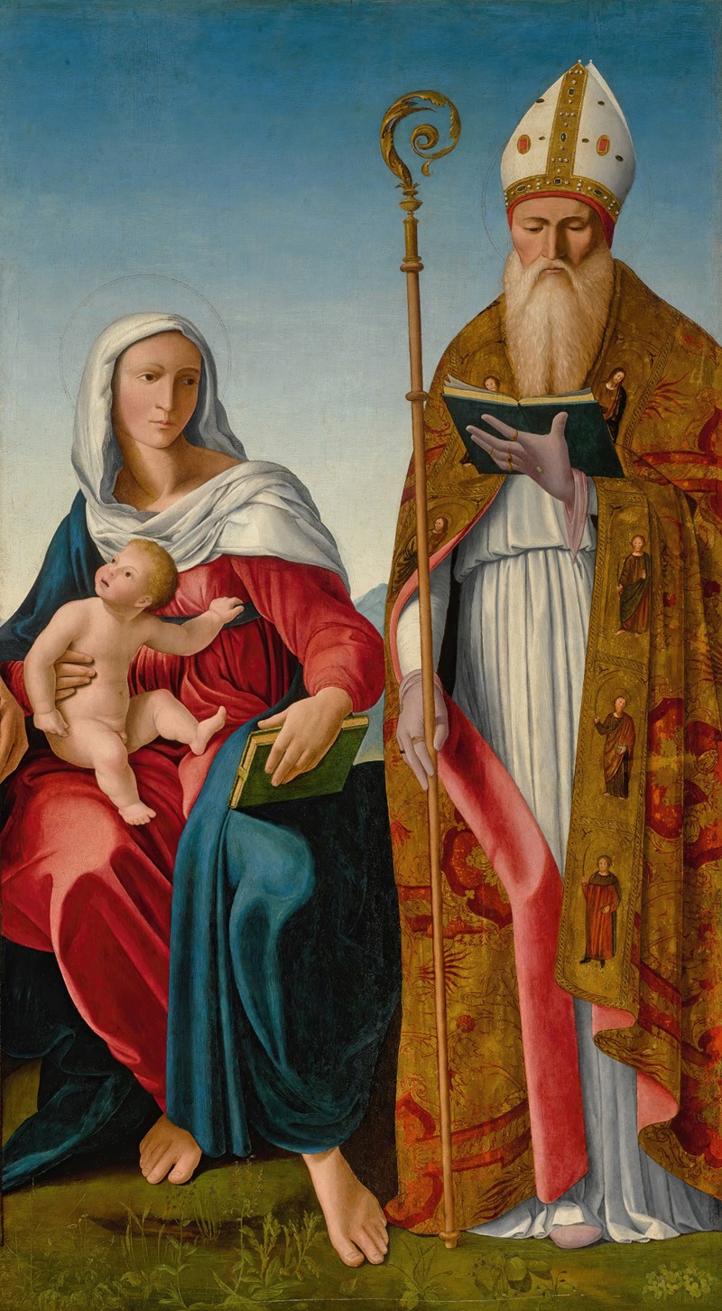 Francesco Marmitta - Madonna and Child with a Bishop Saint