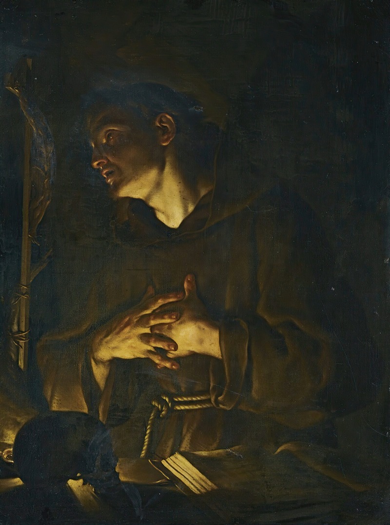 Francesco Trevisani - Saint Francis Praying Before A Crucifix By Candlelight