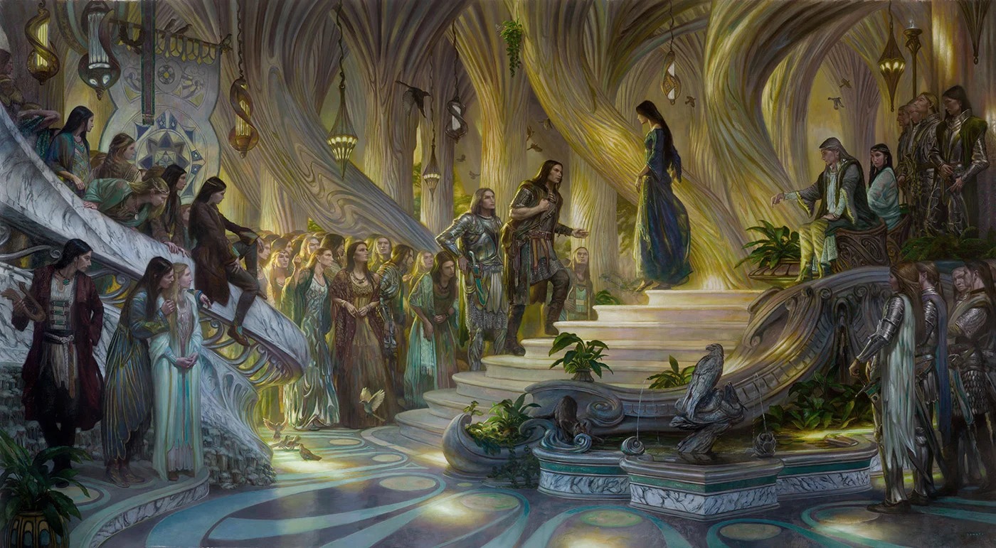 Donato Giancola - Beren and Luthien in the Court of Thingol and Melian