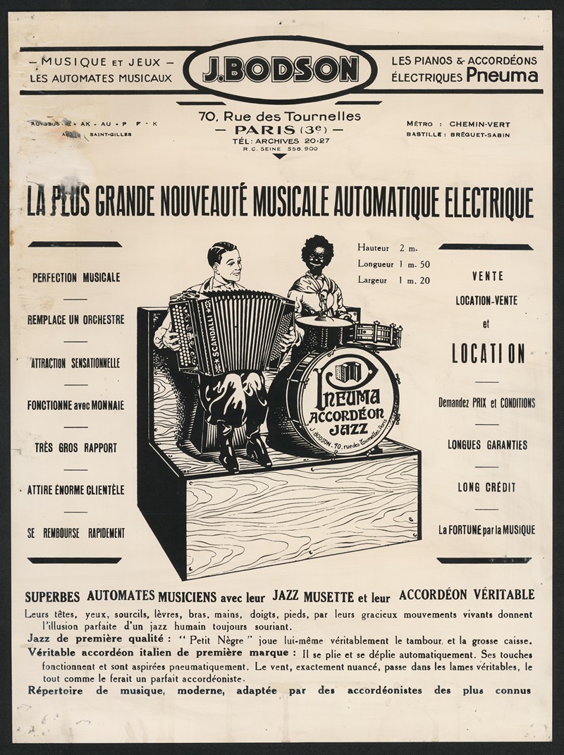 Anonymous - La plus grande nouveauté musicale automatique electrique