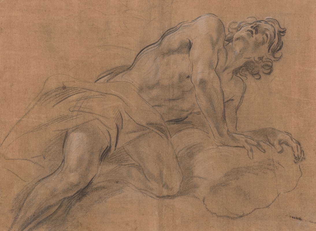 Giovanni Battista Beinaschi - Nude Youth Leaning on a Cloud and Gazing Upward