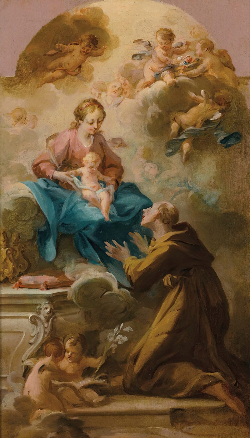 Circle of Michel-François Dandré-Bardon - The Virgin and Child appearing to a Franciscan Saint