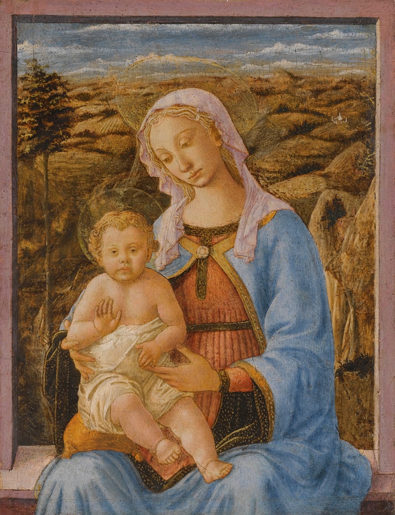 Francesco Pesellino - The Madonna And Child Seated On A Window Ledge, A Landscape Beyond